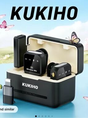 KUKIHO Wireless Earbuds with Charging Case - Black & Cream